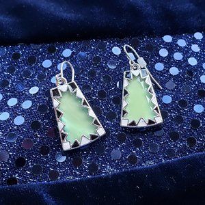 Enamel Tile Frame with Green Gem earrings.